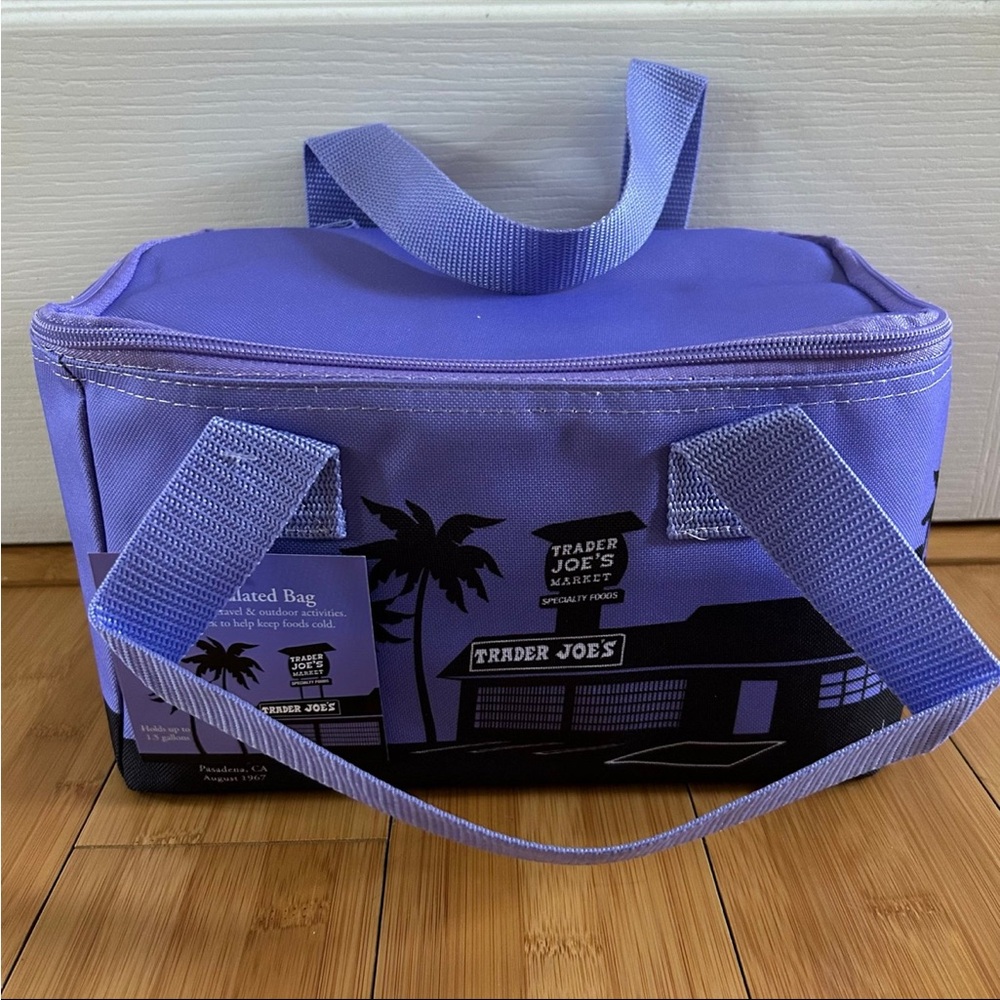 Trader Joe's Mini Insulated Cooler tote Lunch Bag NEW LIMITED EDITION purple